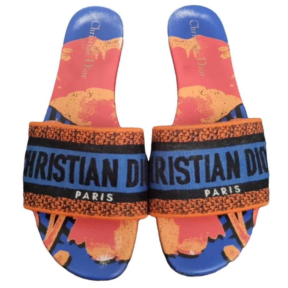 Christian Dior Orange and Blue Slides